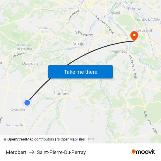 Merobert to Saint-Pierre-Du-Perray map