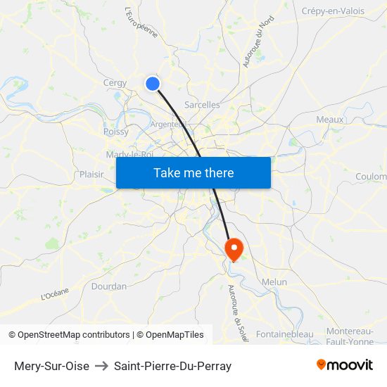 Mery-Sur-Oise to Saint-Pierre-Du-Perray map