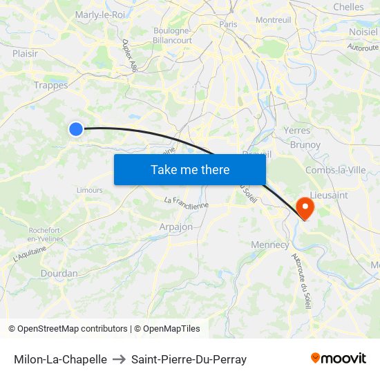 Milon-La-Chapelle to Saint-Pierre-Du-Perray map