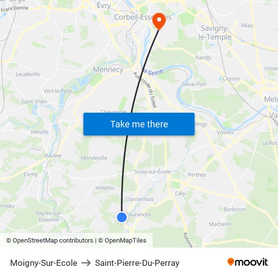 Moigny-Sur-Ecole to Saint-Pierre-Du-Perray map