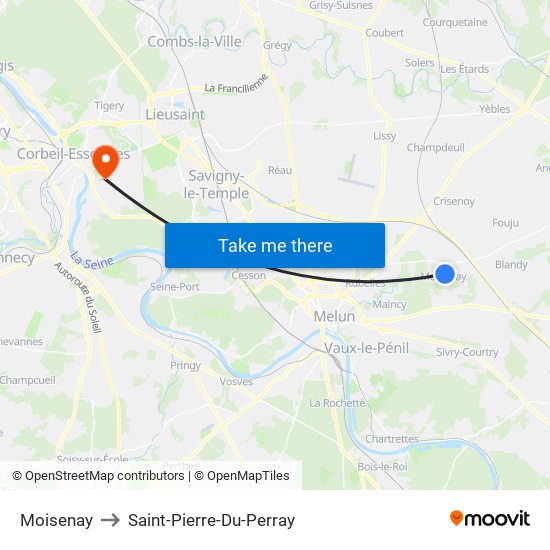 Moisenay to Saint-Pierre-Du-Perray map