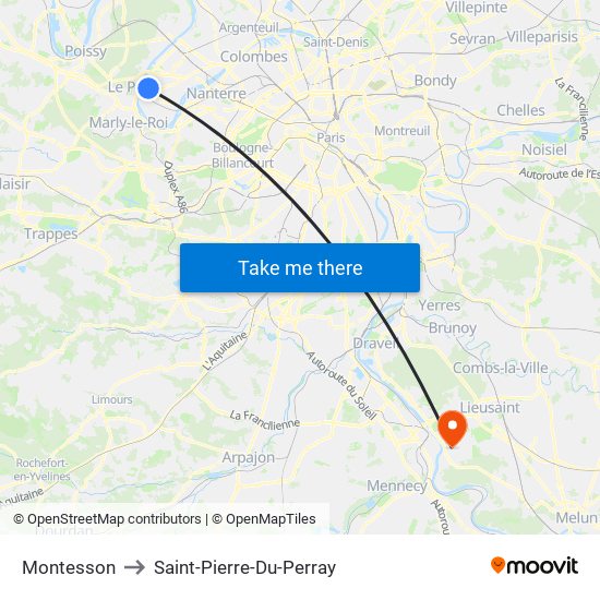 Montesson to Saint-Pierre-Du-Perray map