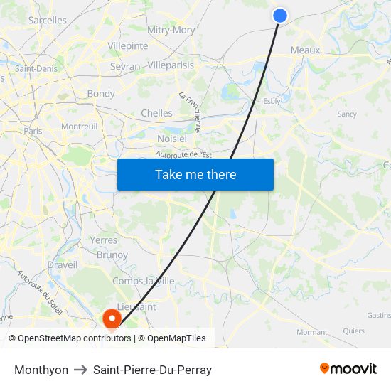Monthyon to Saint-Pierre-Du-Perray map
