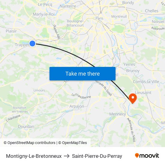 Montigny-Le-Bretonneux to Saint-Pierre-Du-Perray map
