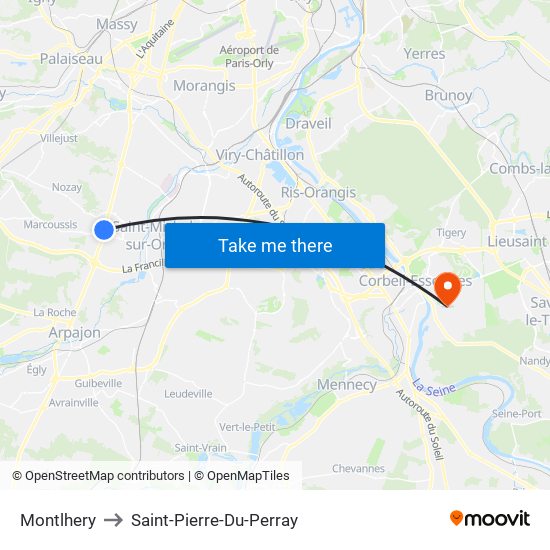 Montlhery to Saint-Pierre-Du-Perray map