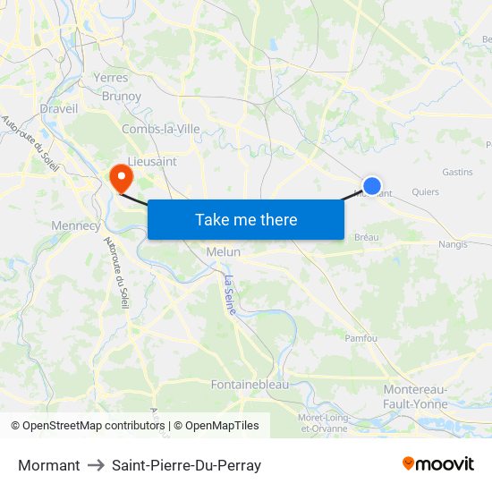 Mormant to Saint-Pierre-Du-Perray map