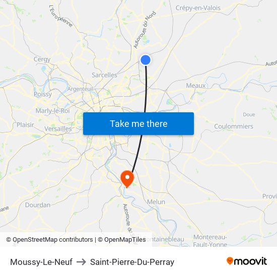 Moussy-Le-Neuf to Saint-Pierre-Du-Perray map