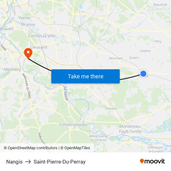 Nangis to Saint-Pierre-Du-Perray map