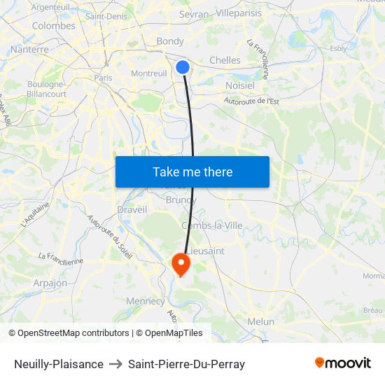 Neuilly-Plaisance to Saint-Pierre-Du-Perray map