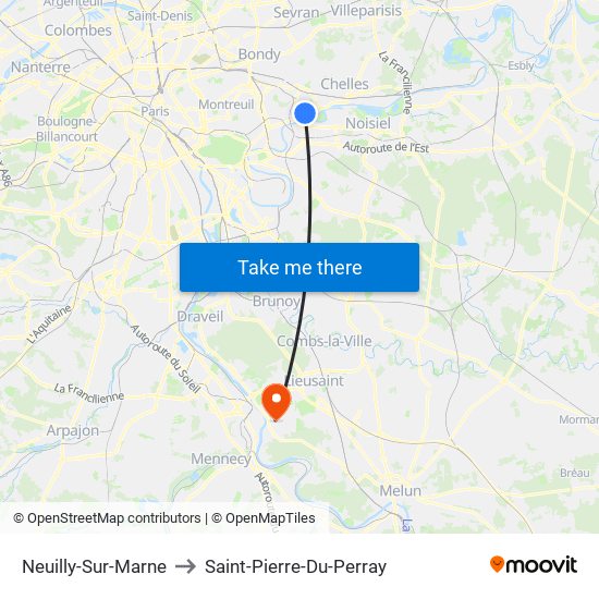 Neuilly-Sur-Marne to Saint-Pierre-Du-Perray map