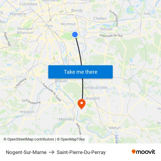 Nogent-Sur-Marne to Saint-Pierre-Du-Perray map