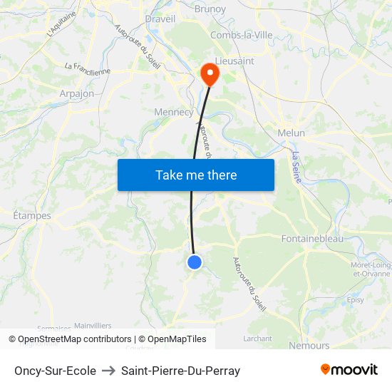 Oncy-Sur-Ecole to Saint-Pierre-Du-Perray map