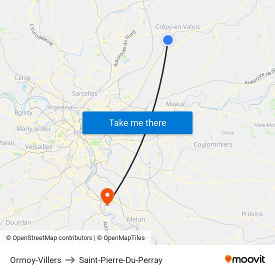 Ormoy-Villers to Saint-Pierre-Du-Perray map