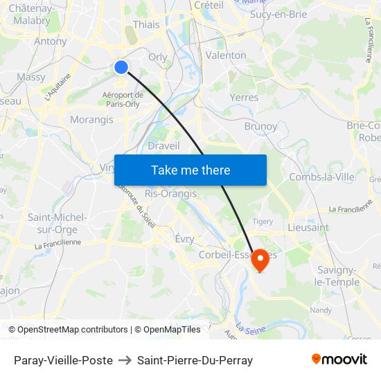 Paray-Vieille-Poste to Saint-Pierre-Du-Perray map