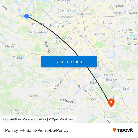 Poissy to Saint-Pierre-Du-Perray map