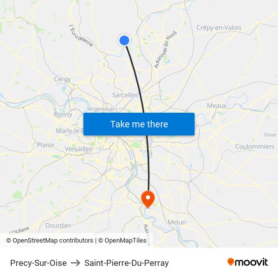 Precy-Sur-Oise to Saint-Pierre-Du-Perray map