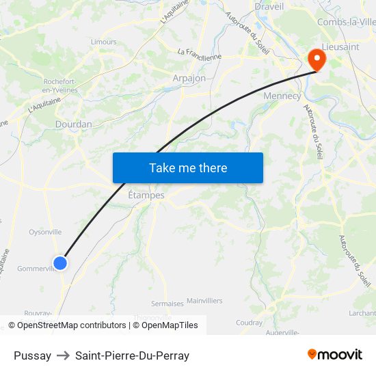 Pussay to Saint-Pierre-Du-Perray map