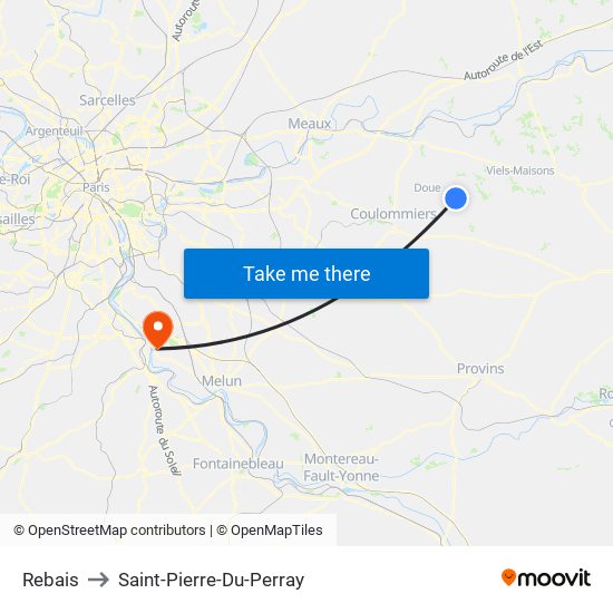 Rebais to Saint-Pierre-Du-Perray map