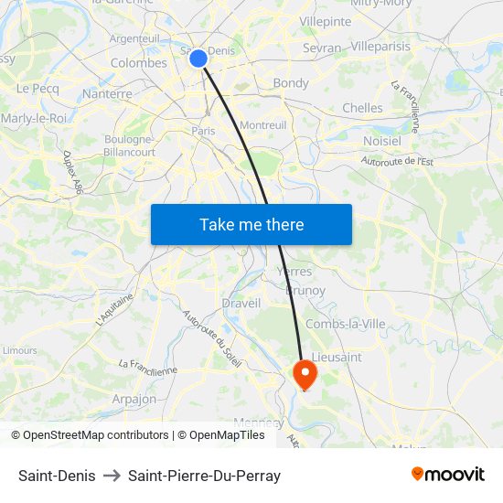 Saint-Denis to Saint-Pierre-Du-Perray map