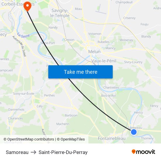 Samoreau to Saint-Pierre-Du-Perray map