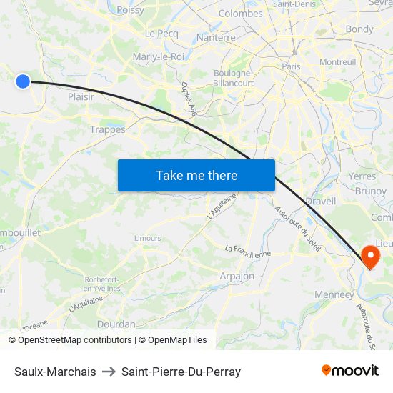 Saulx-Marchais to Saint-Pierre-Du-Perray map