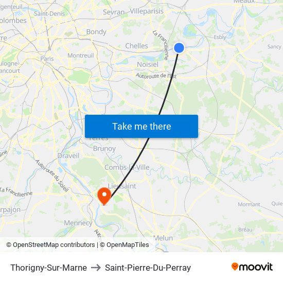 Thorigny-Sur-Marne to Saint-Pierre-Du-Perray map