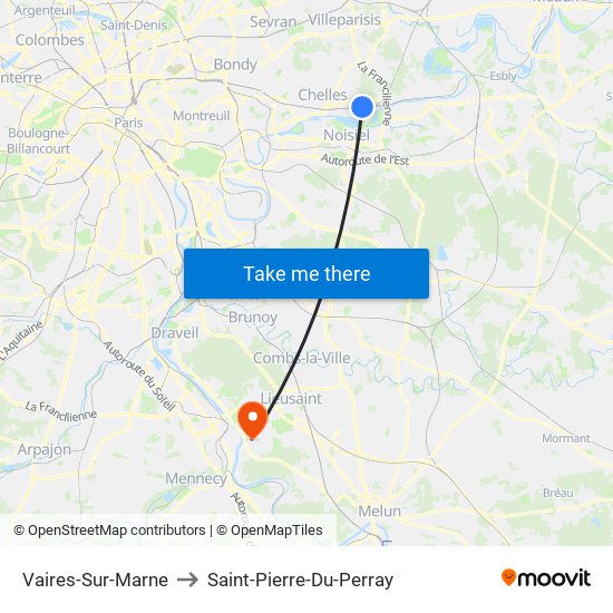Vaires-Sur-Marne to Saint-Pierre-Du-Perray map
