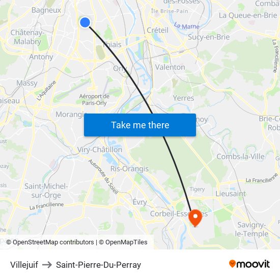 Villejuif to Saint-Pierre-Du-Perray map