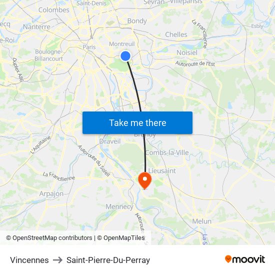 Vincennes to Saint-Pierre-Du-Perray map