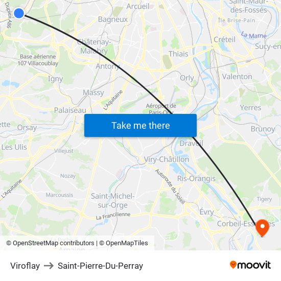 Viroflay to Saint-Pierre-Du-Perray map