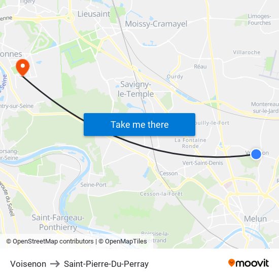 Voisenon to Saint-Pierre-Du-Perray map