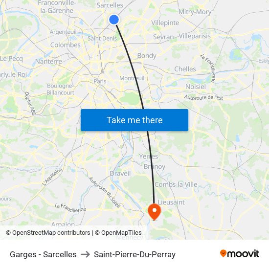 Garges - Sarcelles to Saint-Pierre-Du-Perray map