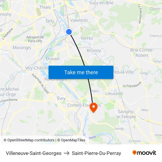 Villeneuve-Saint-Georges to Saint-Pierre-Du-Perray map