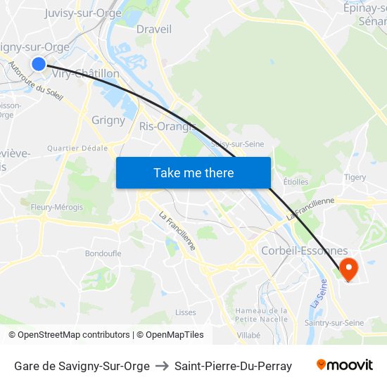 Gare de Savigny-Sur-Orge to Saint-Pierre-Du-Perray map