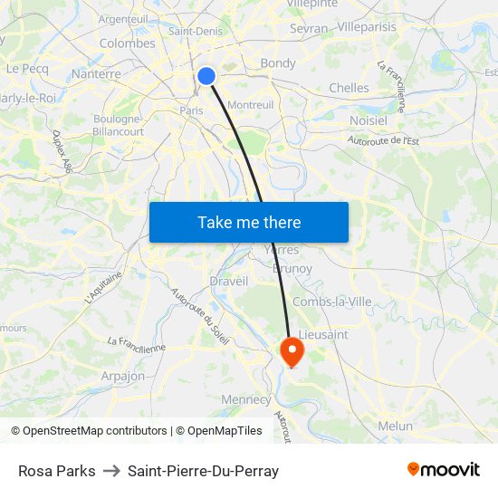 Rosa Parks to Saint-Pierre-Du-Perray map