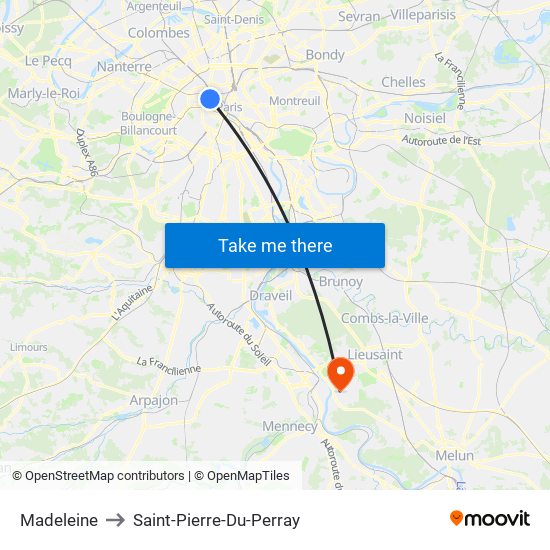 Madeleine to Saint-Pierre-Du-Perray map