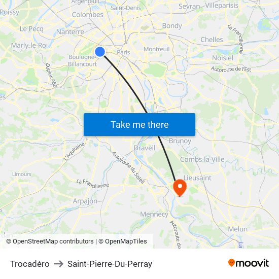 Trocadéro to Saint-Pierre-Du-Perray map