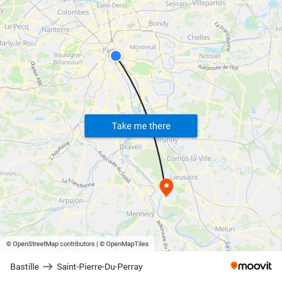 Bastille to Saint-Pierre-Du-Perray map