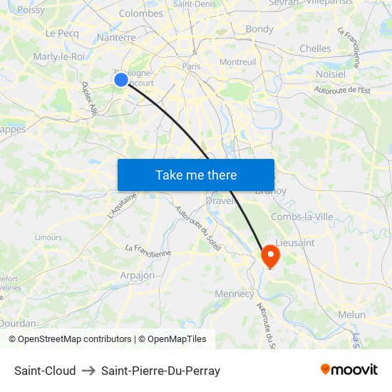 Saint-Cloud to Saint-Pierre-Du-Perray map