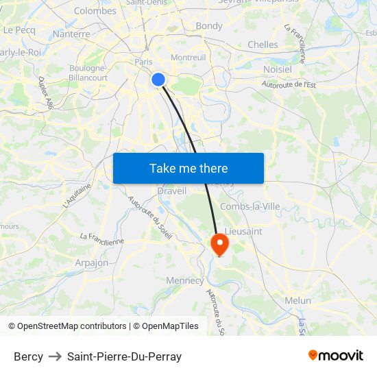 Bercy to Saint-Pierre-Du-Perray map