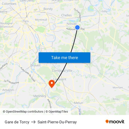 Gare de Torcy to Saint-Pierre-Du-Perray map