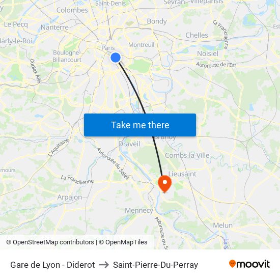 Gare de Lyon - Diderot to Saint-Pierre-Du-Perray map
