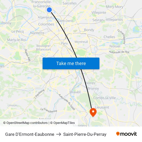 Gare D'Ermont-Eaubonne to Saint-Pierre-Du-Perray map