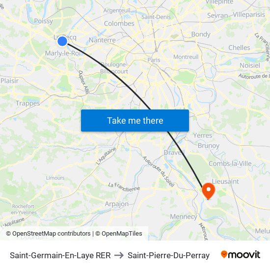Saint-Germain-En-Laye RER to Saint-Pierre-Du-Perray map