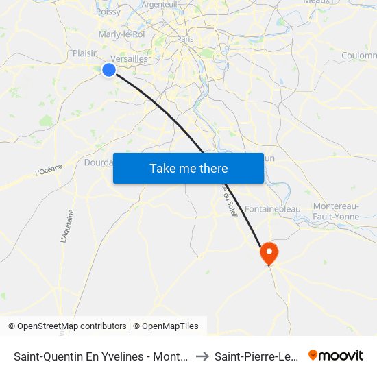 Saint-Quentin En Yvelines - Montigny-Le-Bretonneux to Saint-Pierre-Les-Nemours map