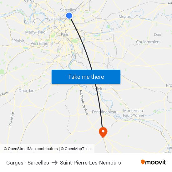 Garges - Sarcelles to Saint-Pierre-Les-Nemours map