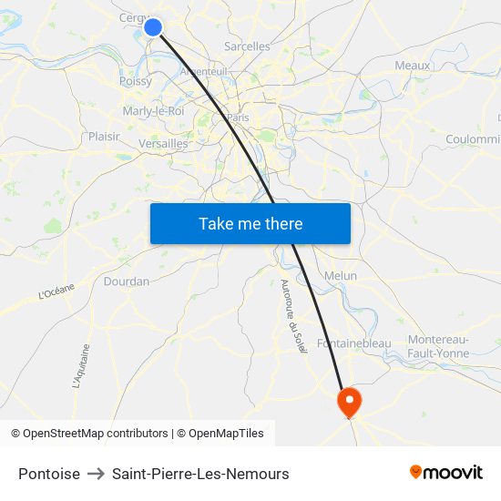 Pontoise to Saint-Pierre-Les-Nemours map