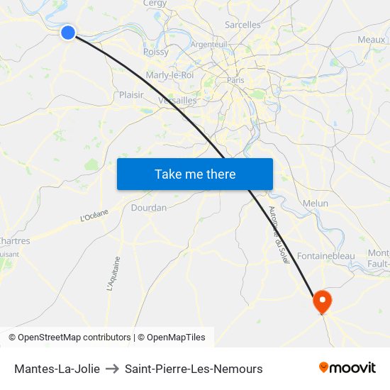Mantes-La-Jolie to Saint-Pierre-Les-Nemours map