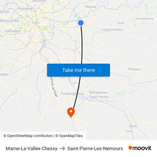 Marne-La-Vallée Chessy to Saint-Pierre-Les-Nemours map