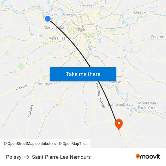 Poissy to Saint-Pierre-Les-Nemours map